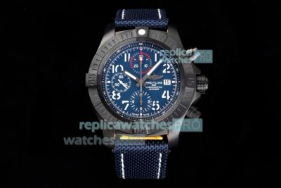 Swiss Replica Breitling Avenger D-Blue Dial Black Bezel  Nylon Canvas Strap Watch 45mm